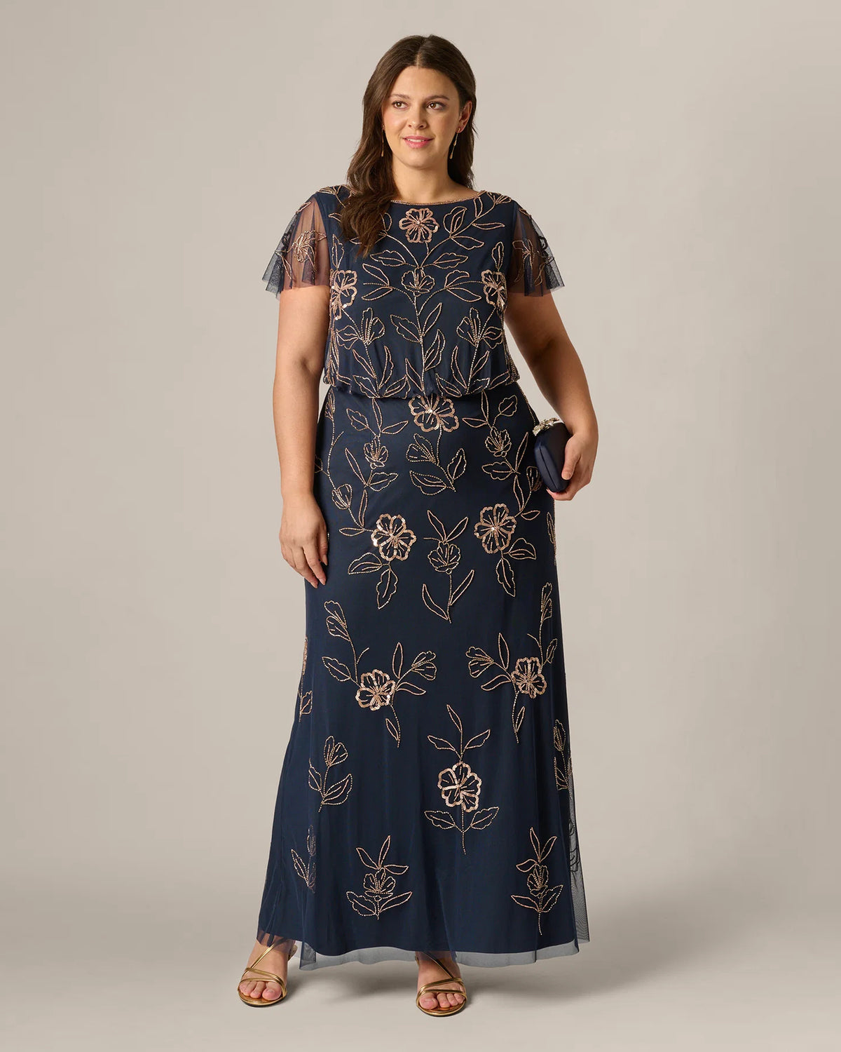flutter-sleeve a-line maxi mother of the bride dress - image 1
