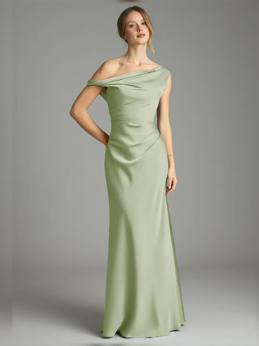 Dusty Sage floor-length bridesmaid dress, front view showing the mermaid silhouette