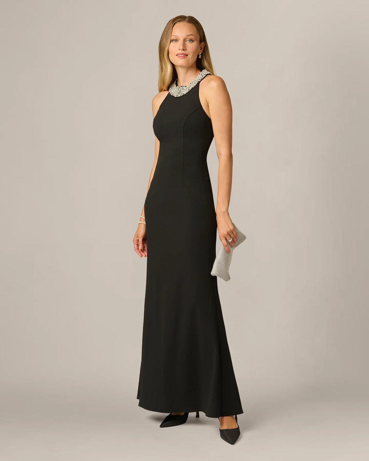 halter neck a-line maxi mother of the bride dress - image 1