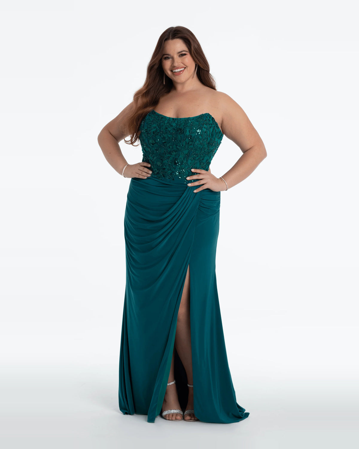 strapless column maxi prom dress - image 1