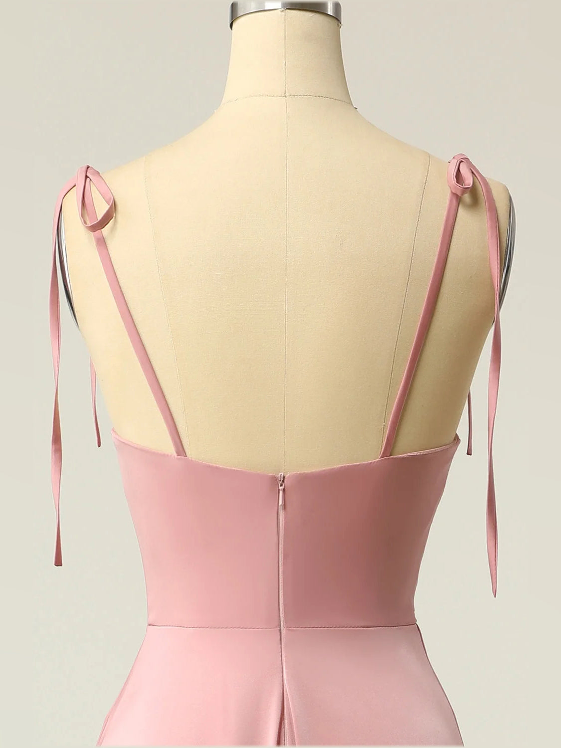 Dusty Pink maxi prom dress, front view showing the a-line silhouette
