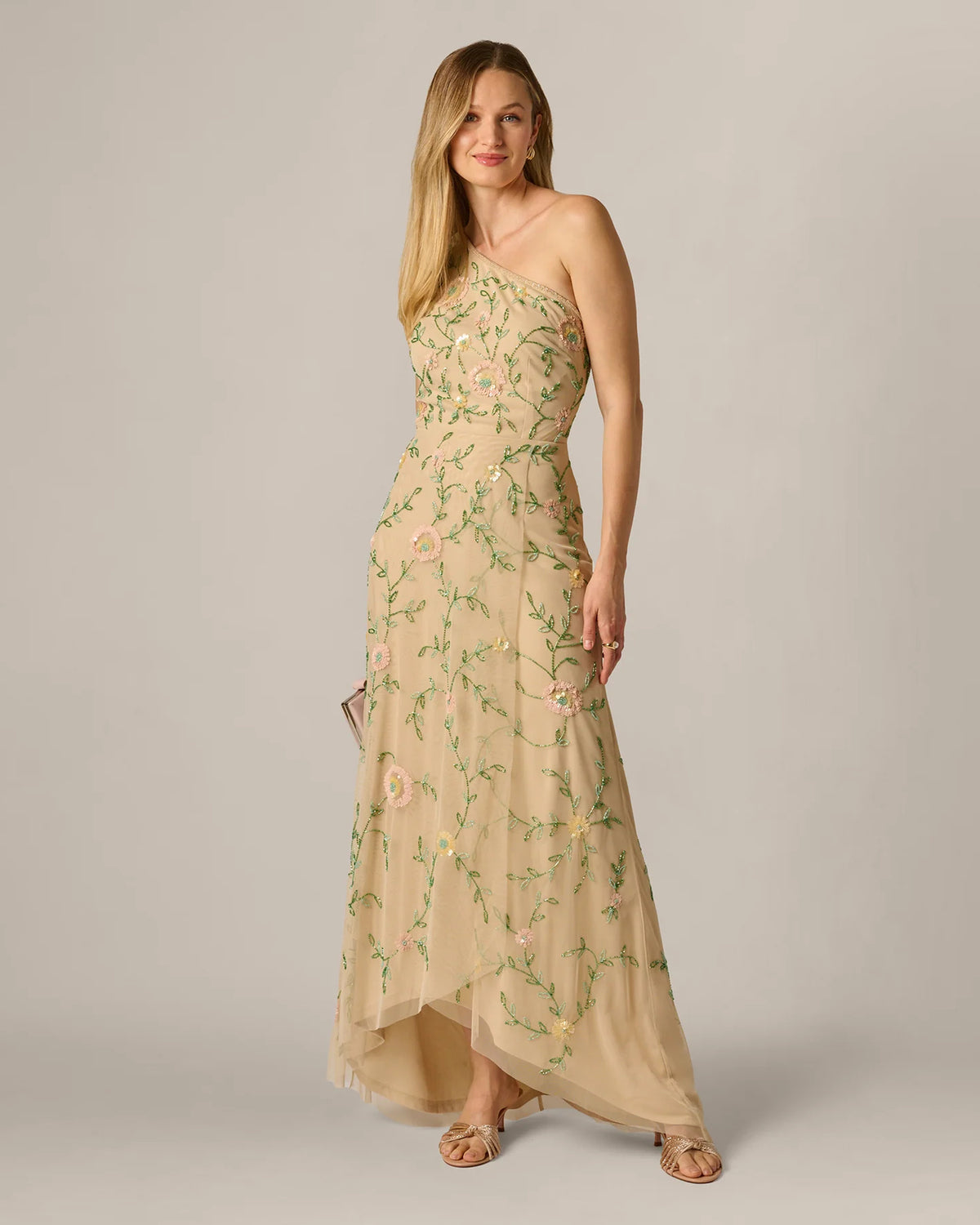 one-shoulder a-line maxi mother of the bride dress - image 1