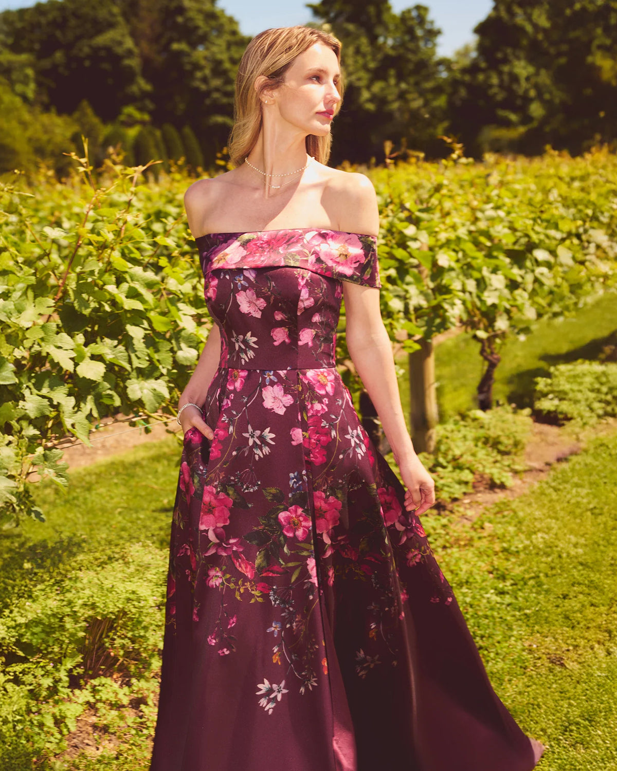 off-shoulder a-line maxi mother of the bride dress - image 1