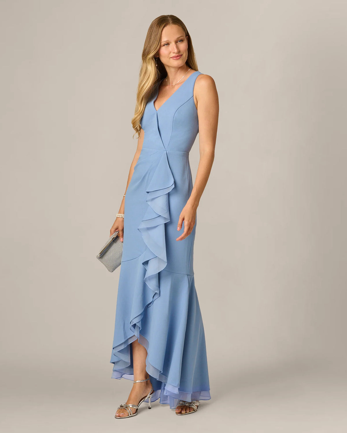 spaghetti strap a-line maxi mother of the bride dress - image 1