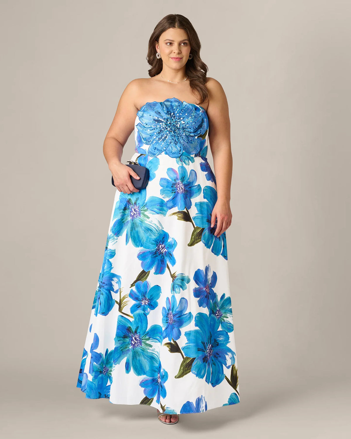 strapless a-line maxi mother of the bride dress - image 1