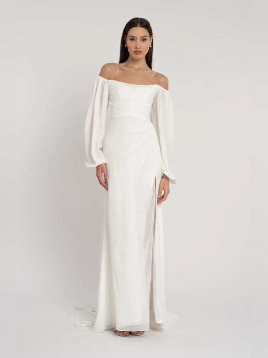 cowl neck a-line floor-length formal dress - image 1