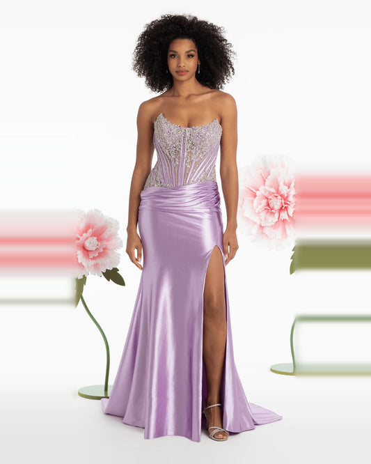 strapless column floor-length prom dress - image 1