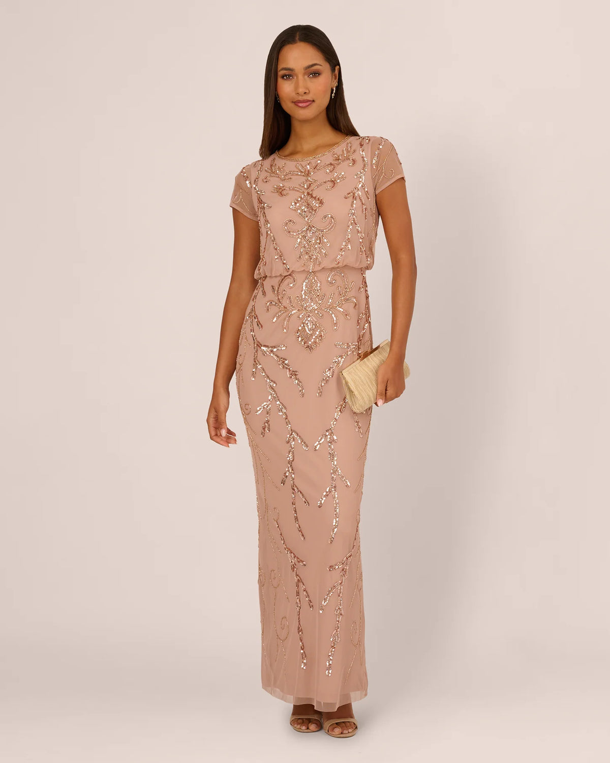 short-sleeve a-line maxi mother of the bride dress - image 1