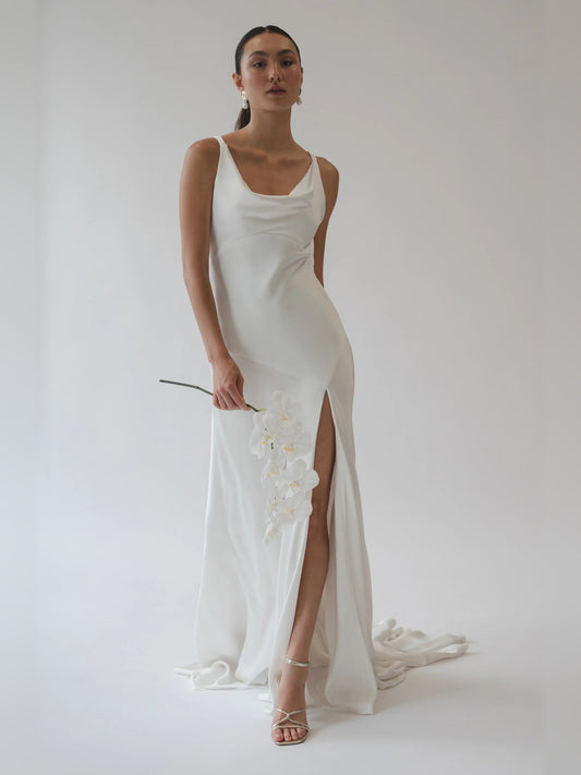 cowl neck sheath floor-length formal dress - image 1