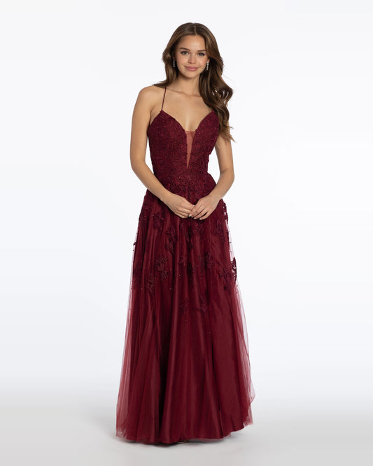 plunging neckline a-line floor-length prom dress - image 1