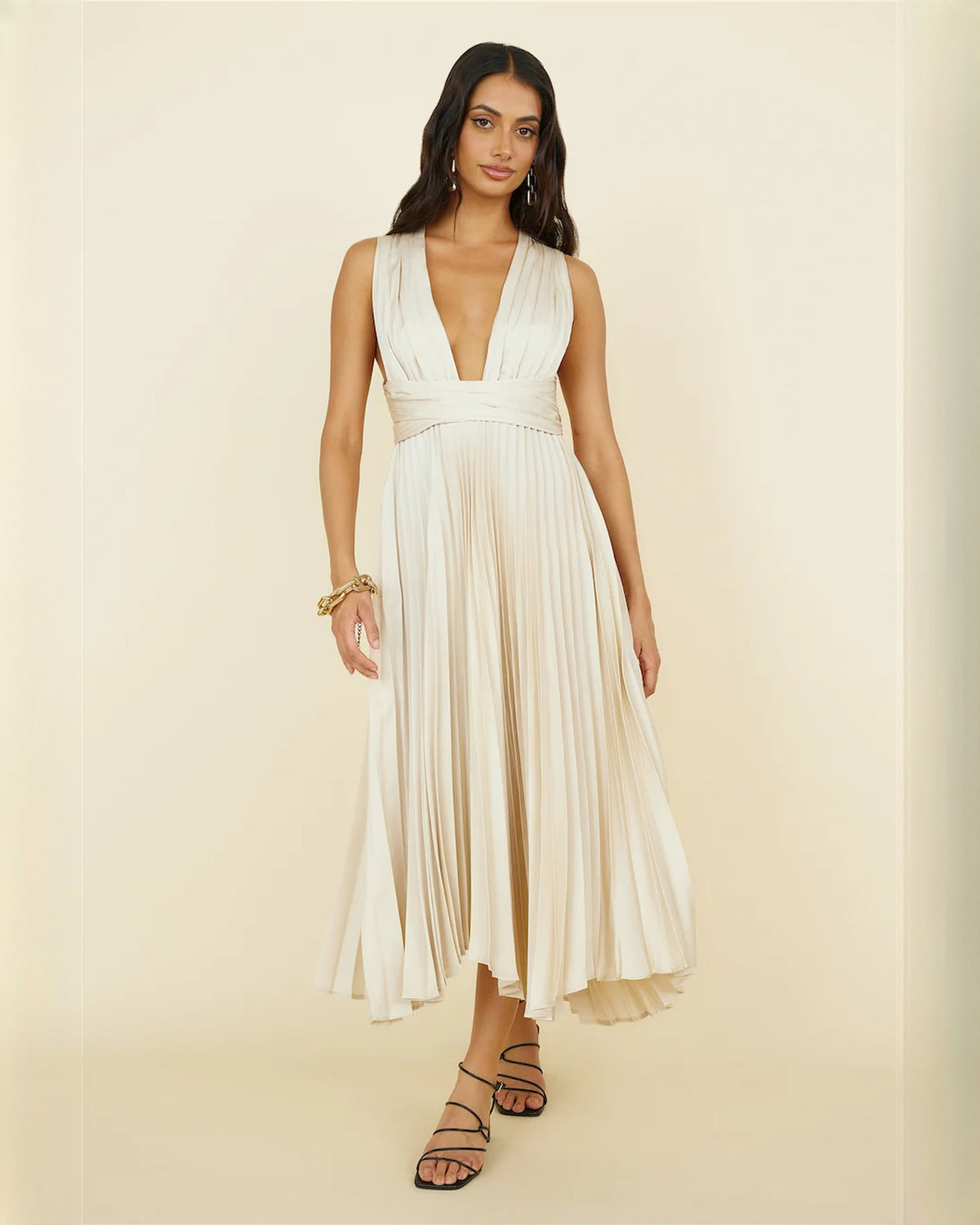 sleeveless chiffon a-line midi bridesmaid dress - image 1