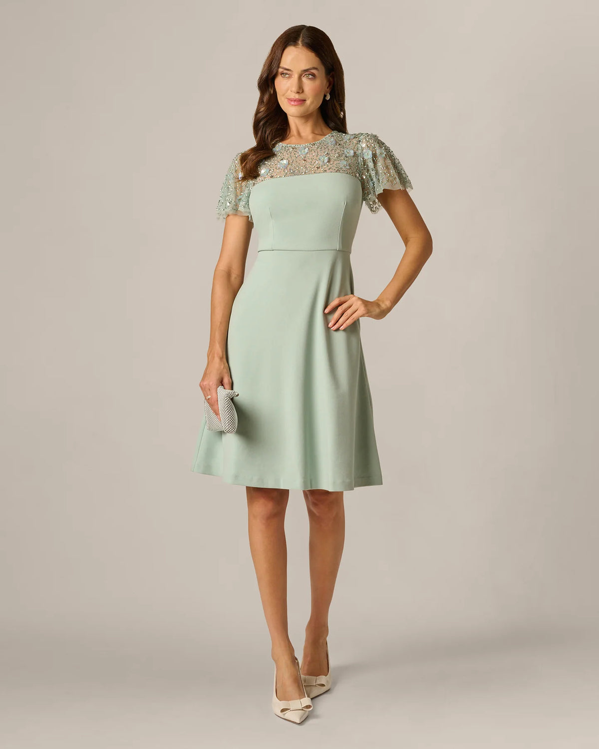 flutter-sleeve a-line maxi mother of the bride dress - image 1