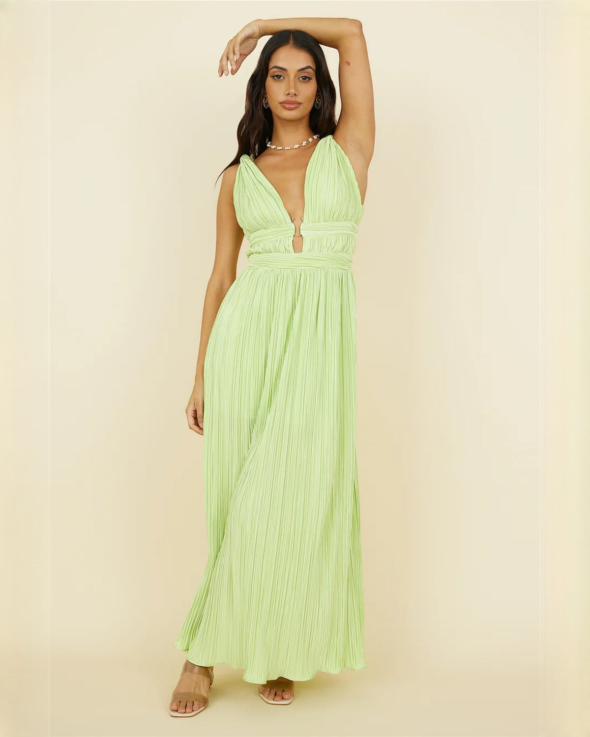 sleeveless chiffon a-line maxi bridesmaid dress - image 1