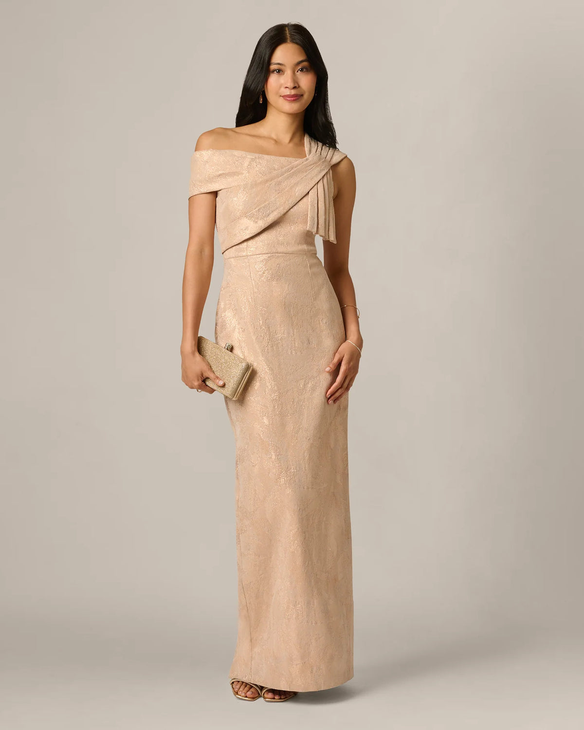 spaghetti strap sheath maxi mother of the bride dress - image 1