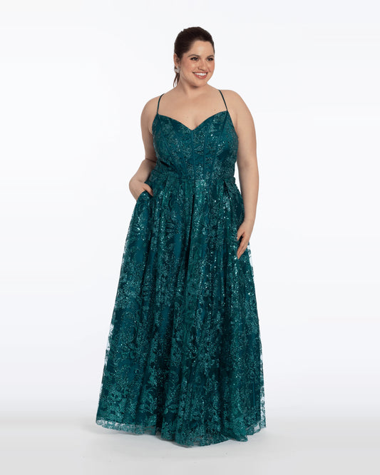 v neck ball-gown floor-length prom dress - image 1