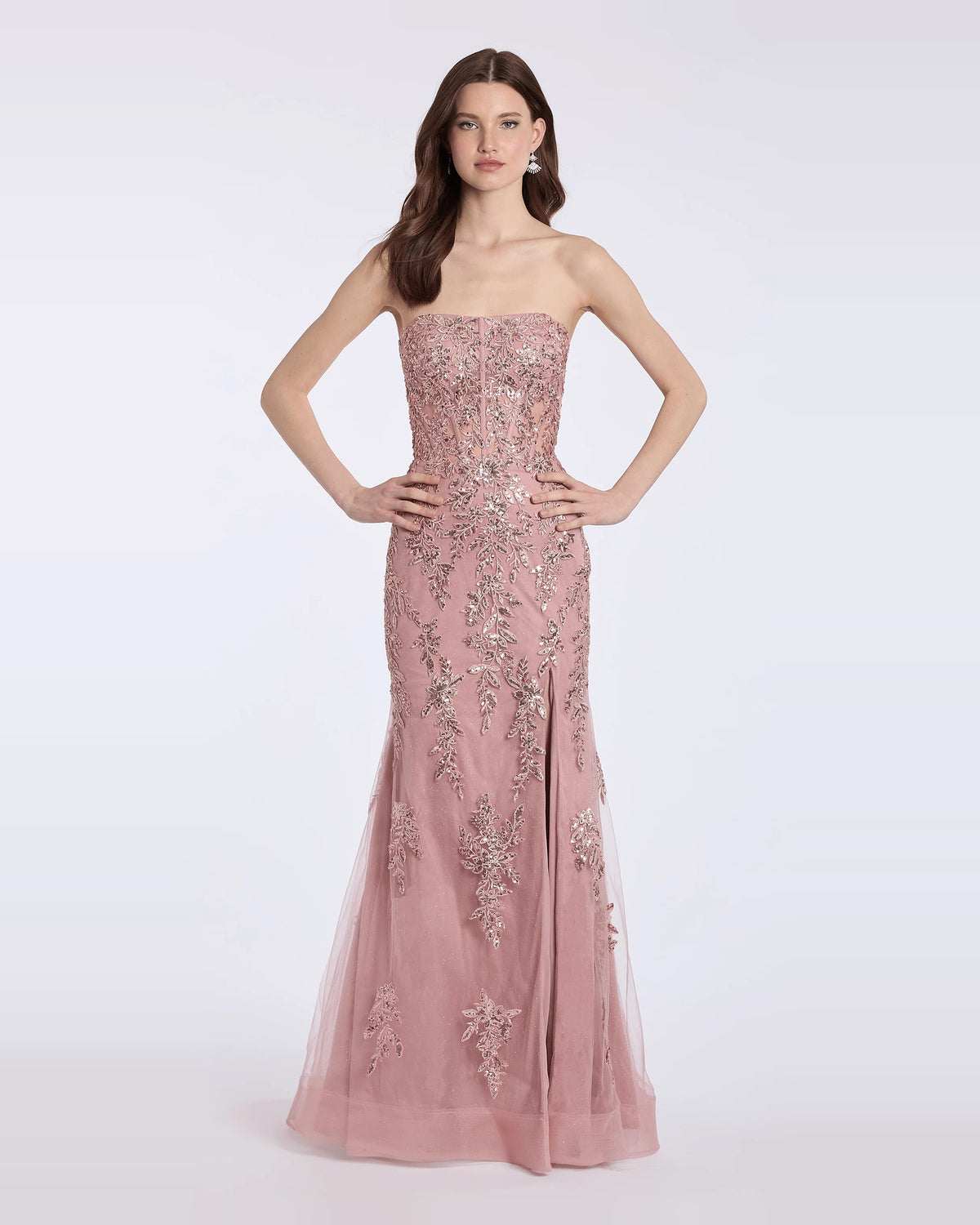 strapless column maxi prom dress - image 1