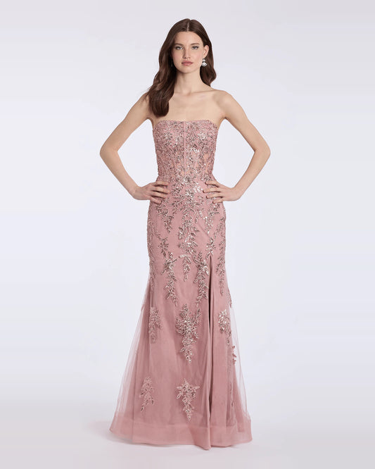 strapless column maxi prom dress - image 1