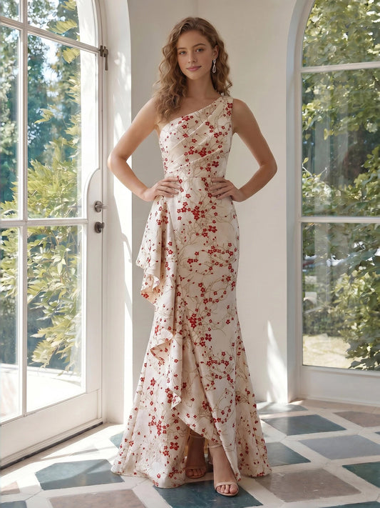 Blush Pink floor-length bridesmaid dress, front view showing the mermaid silhouette