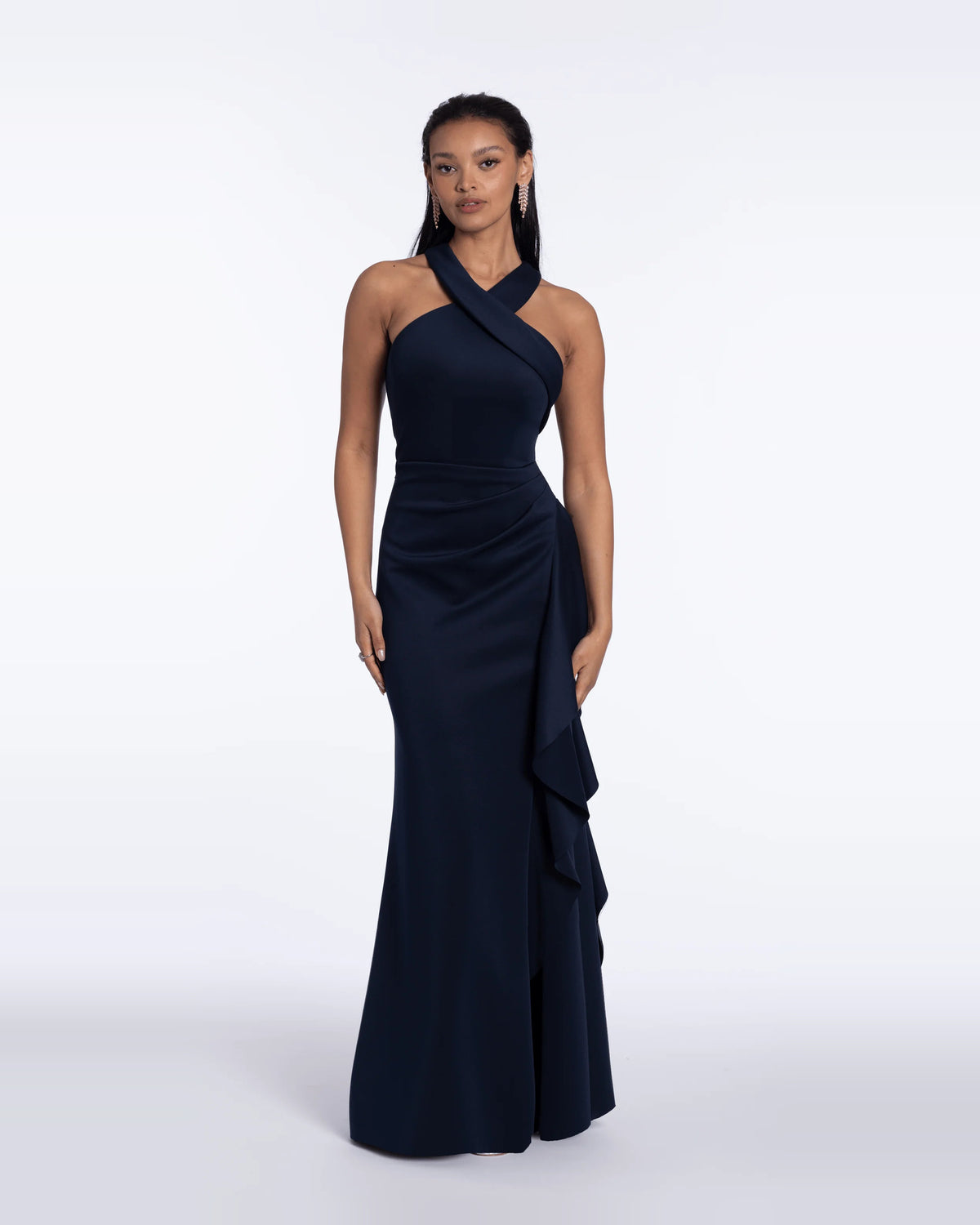 halter neck column maxi prom dress - image 1