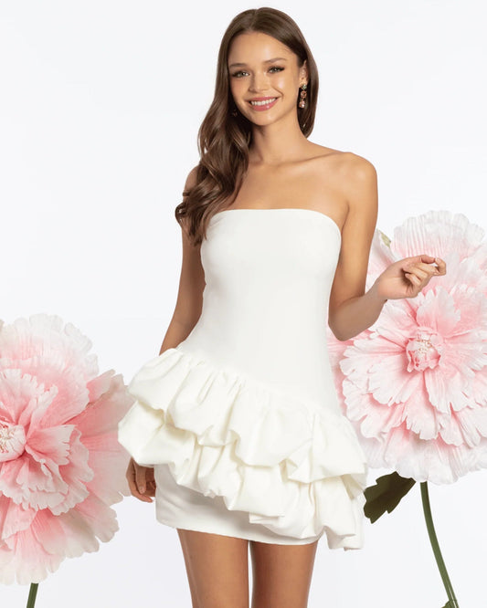 strapless a-line maxi homecoming dress - image 1