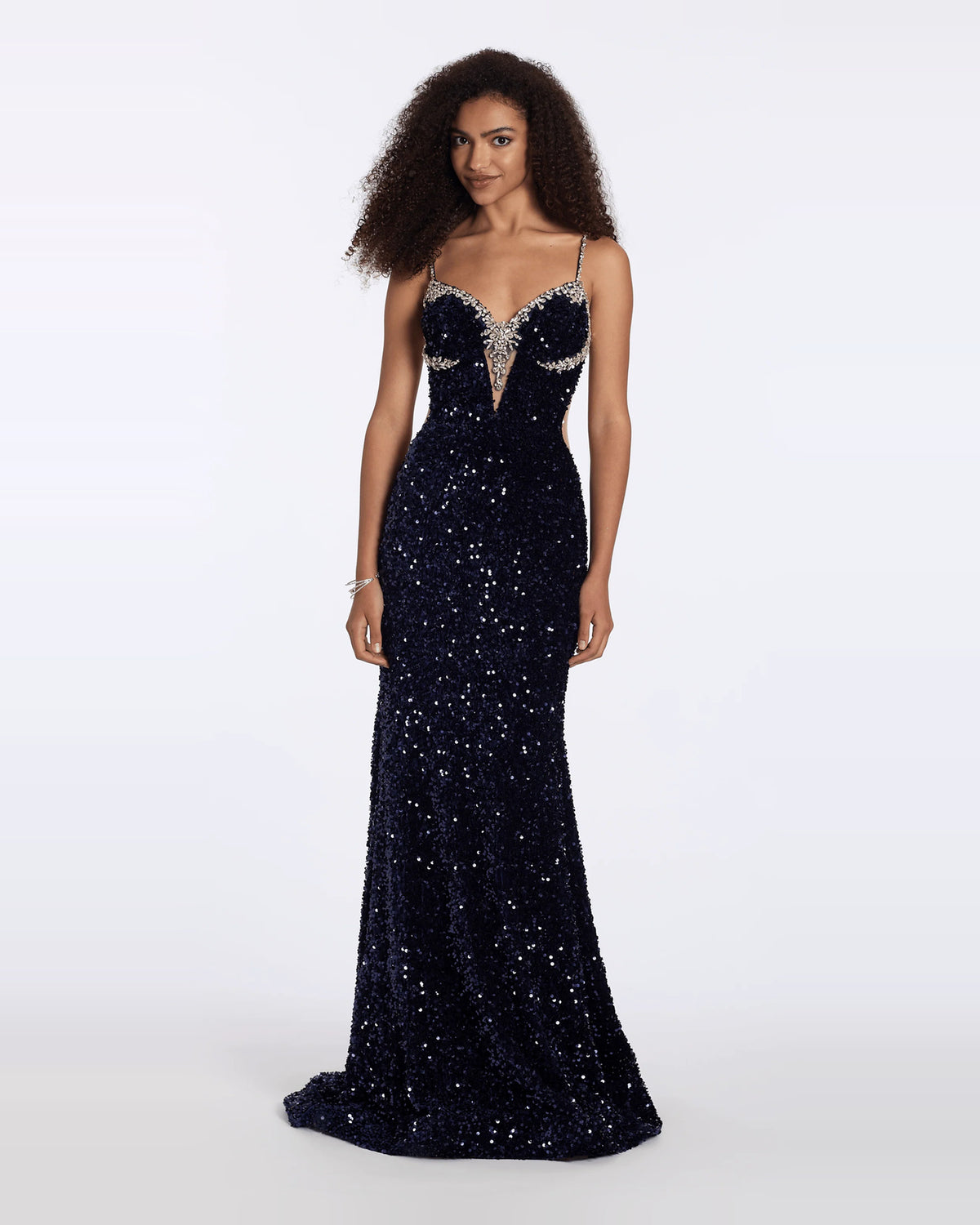 plunging neckline column maxi prom dress - image 1