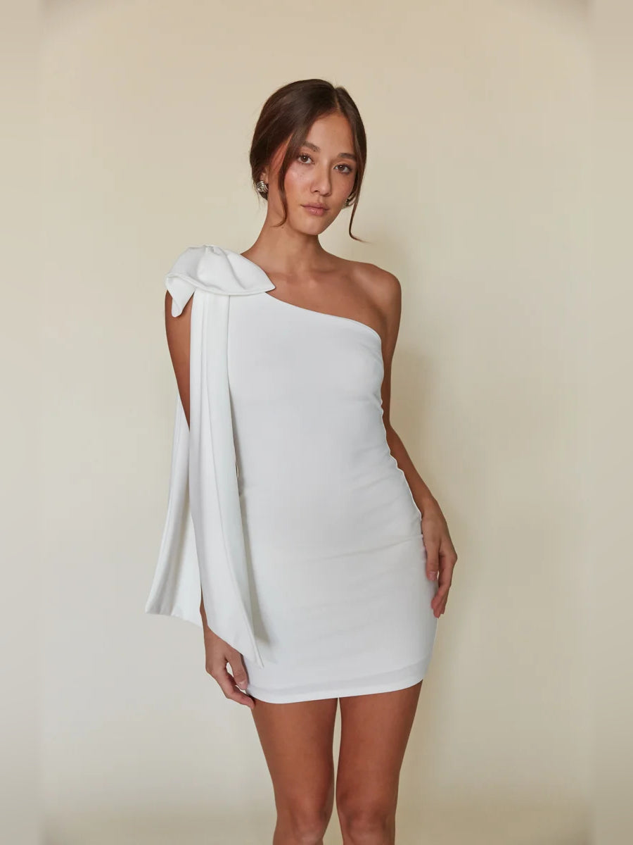 Orange mini homecoming dress, front view showing the bodycon silhouette