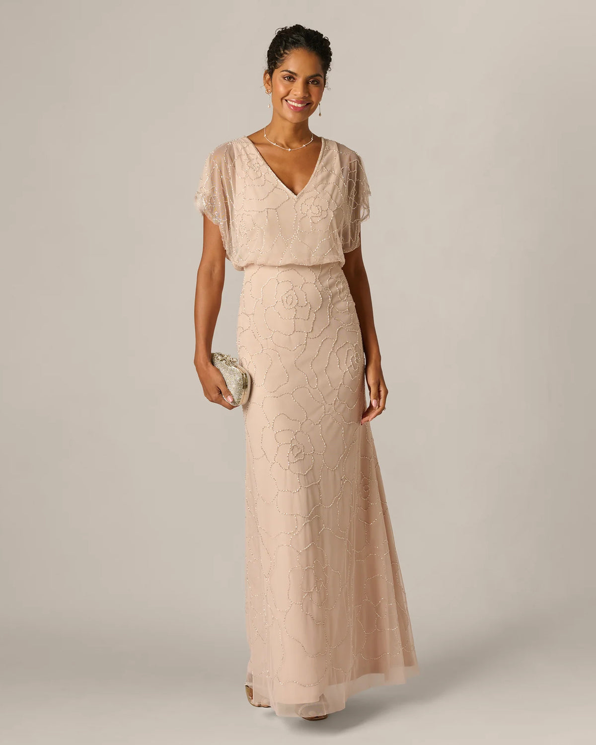 short-sleeve a-line maxi mother of the bride dress - image 1