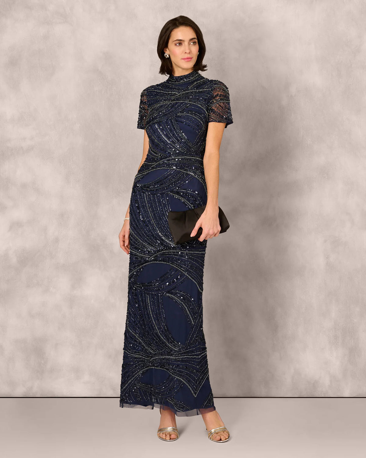 short-sleeve sheath maxi mother of the bride dress - image 1