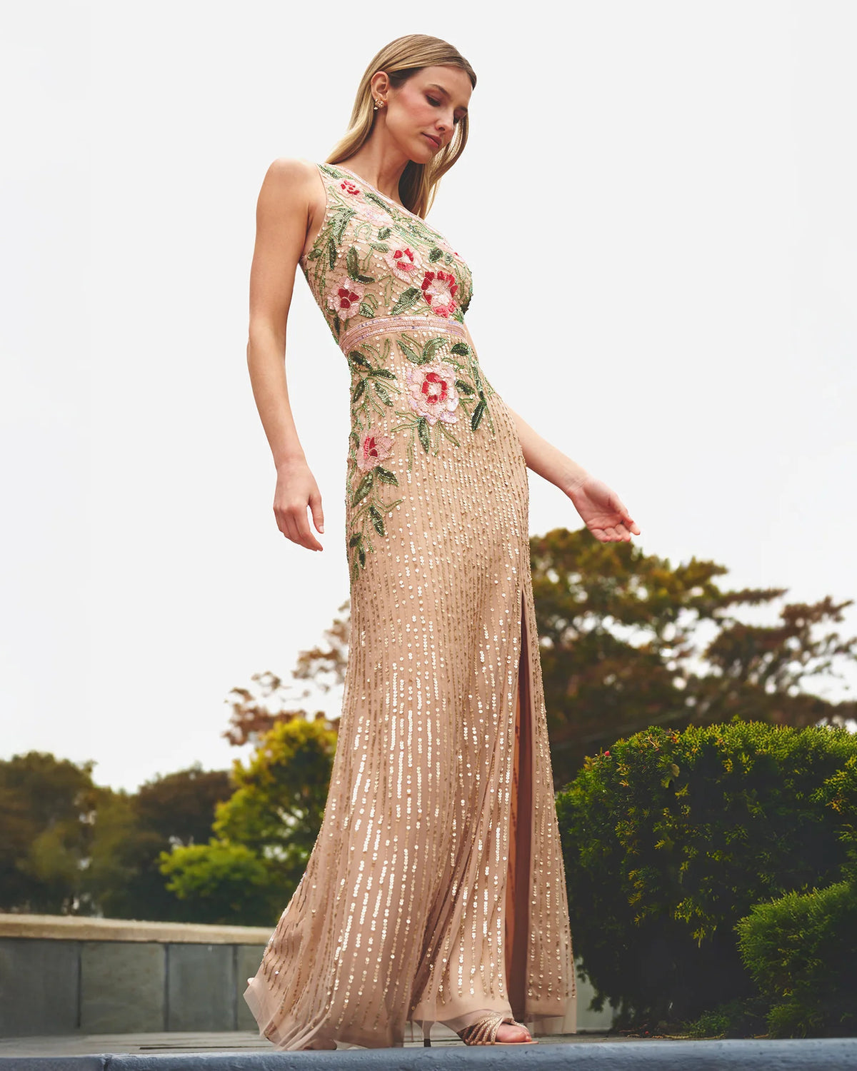 one-shoulder a-line maxi mother of the bride dress - image 1