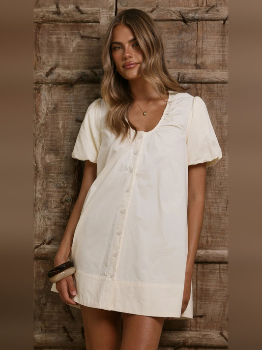 Butter mini homecoming dress, front view showing the silhouette