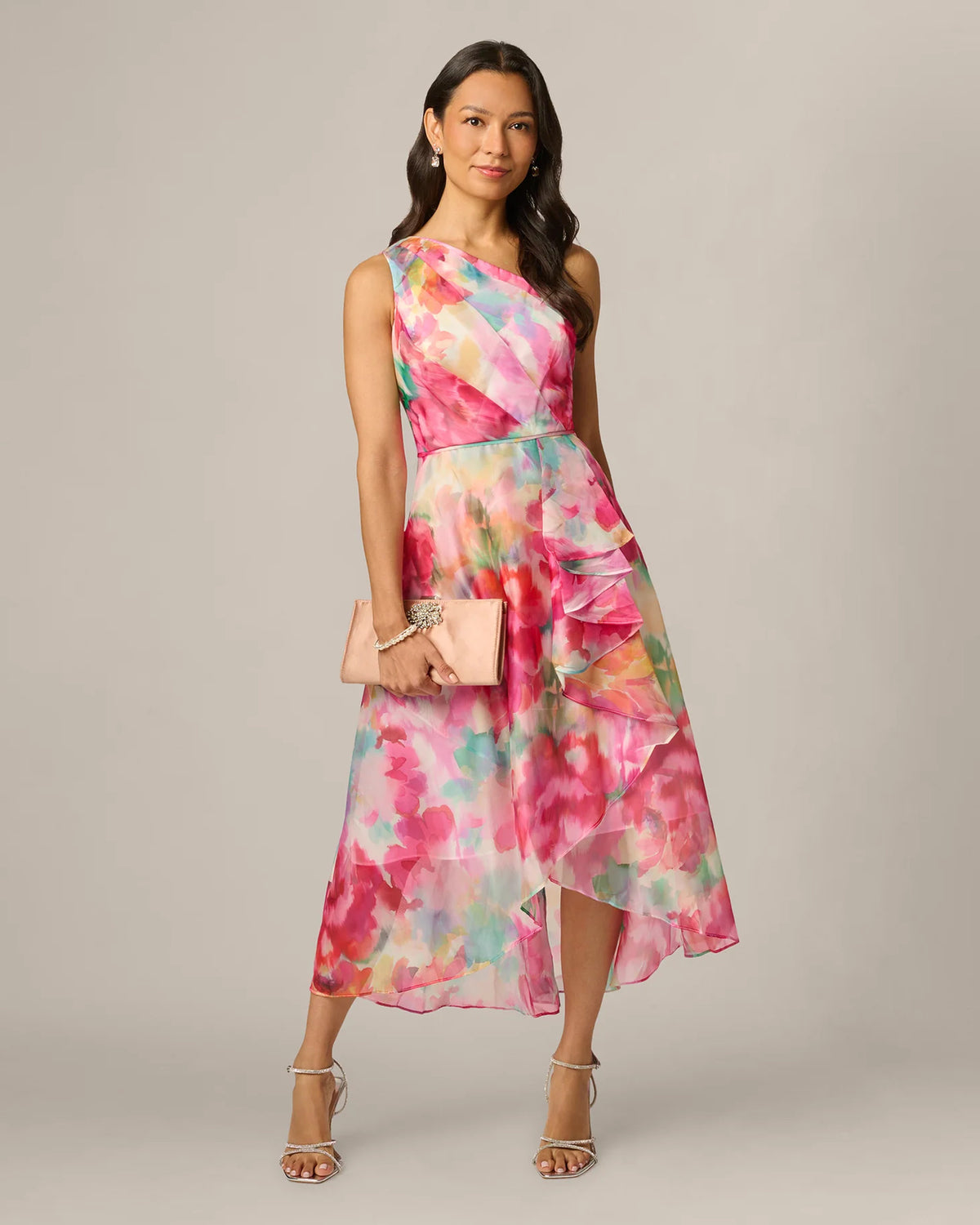 one-shoulder a-line midi mother of the bride dress - image 1