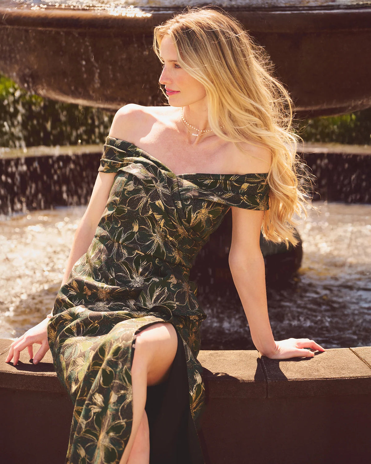 off-shoulder a-line maxi mother of the bride dress - image 1