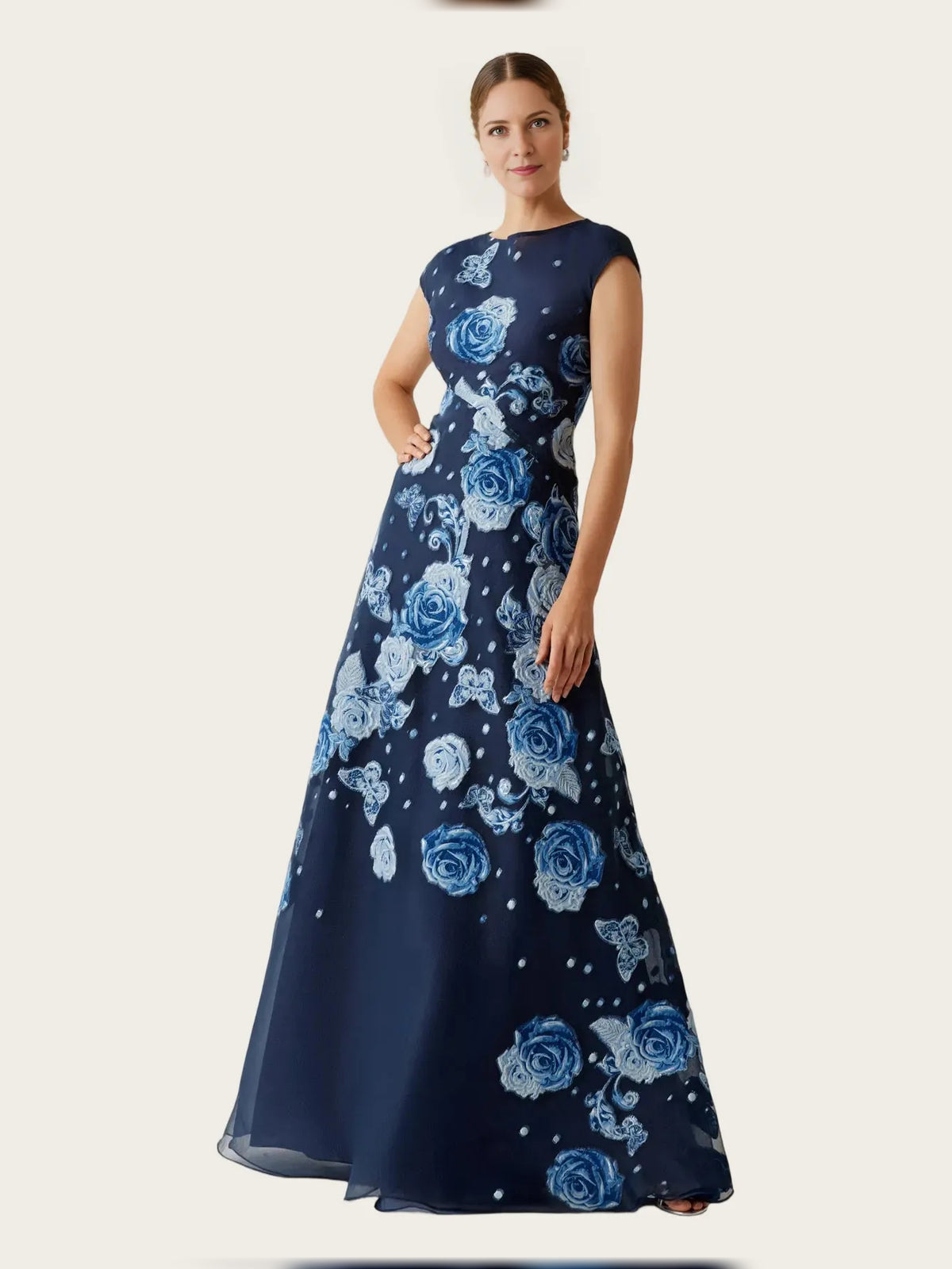 As Picture maxi mother of the bride dress, front view showing the a-line silhouette