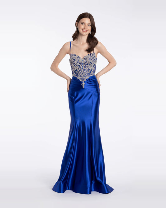 sweetheart trumpet maxi prom dress - image 1
