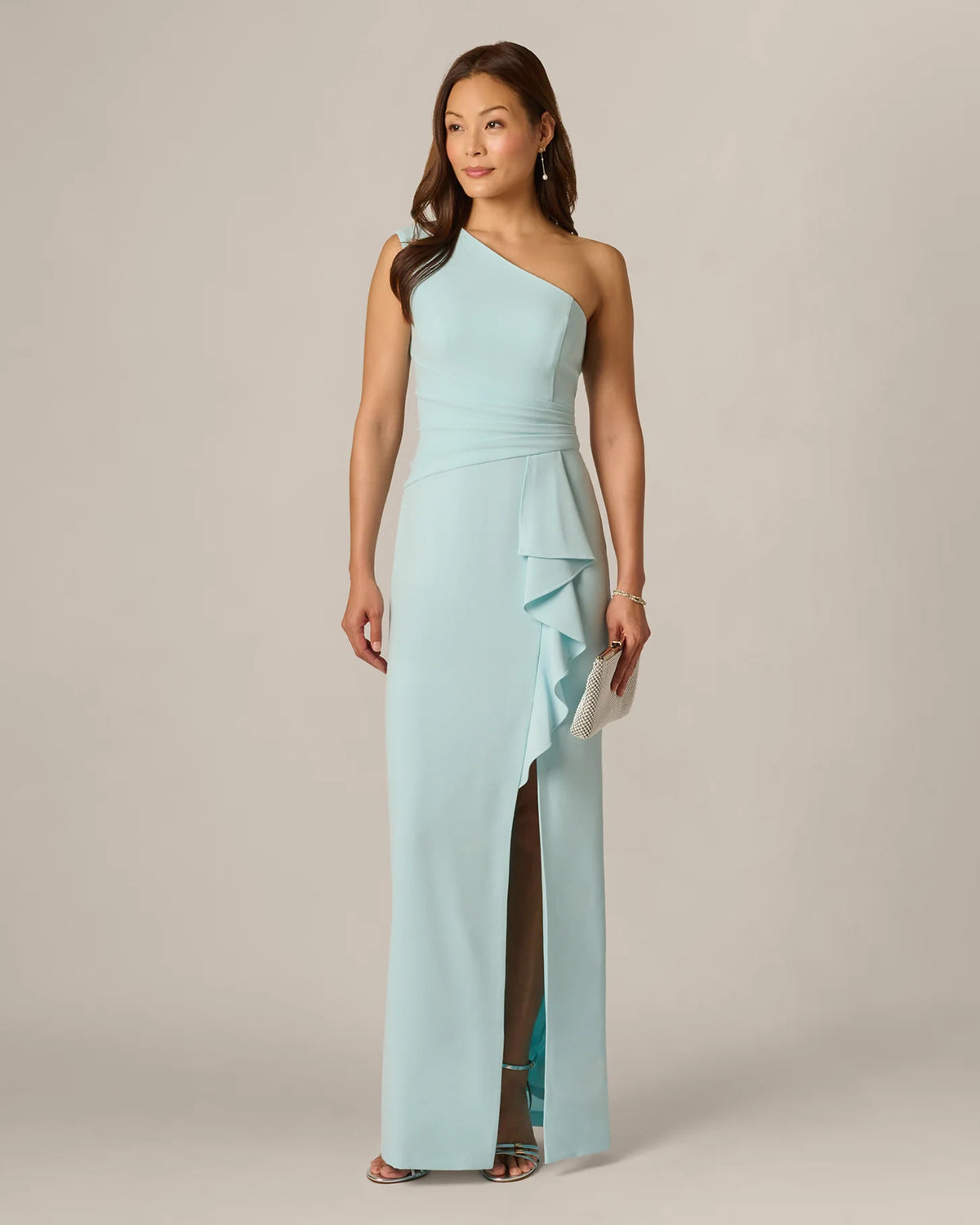 one-shoulder a-line maxi mother of the bride dress - image 1