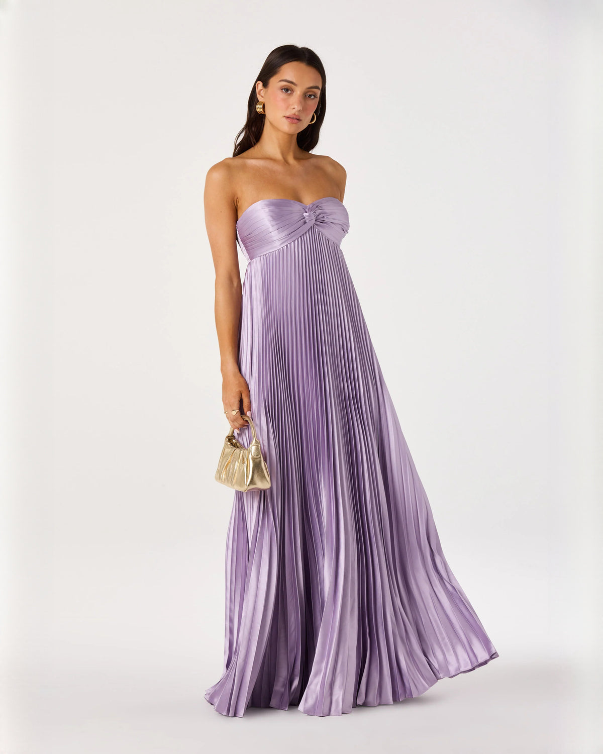strapless chiffon a-line maxi bridesmaid dress - image 1
