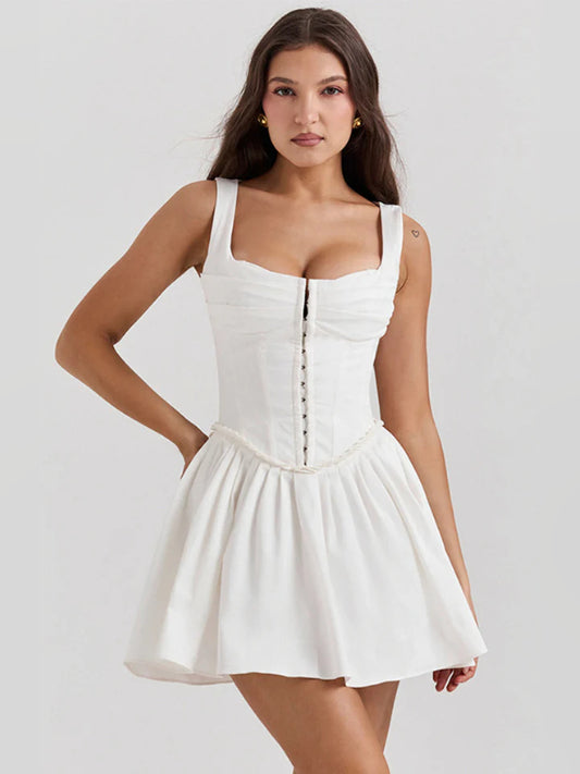 Orange mini homecoming dress, front view showing the silhouette