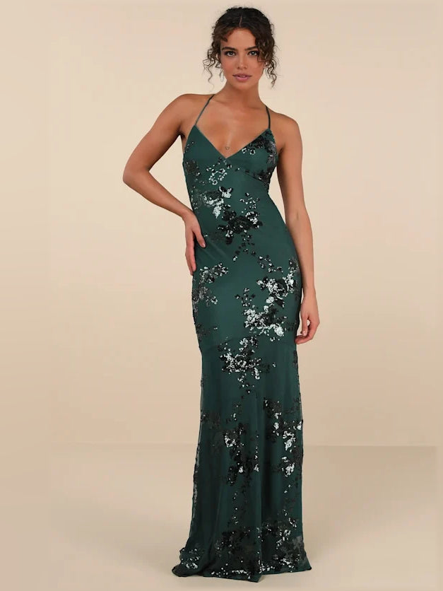 Emerald Green floor-length prom dress, front view showing the mermaid silhouette