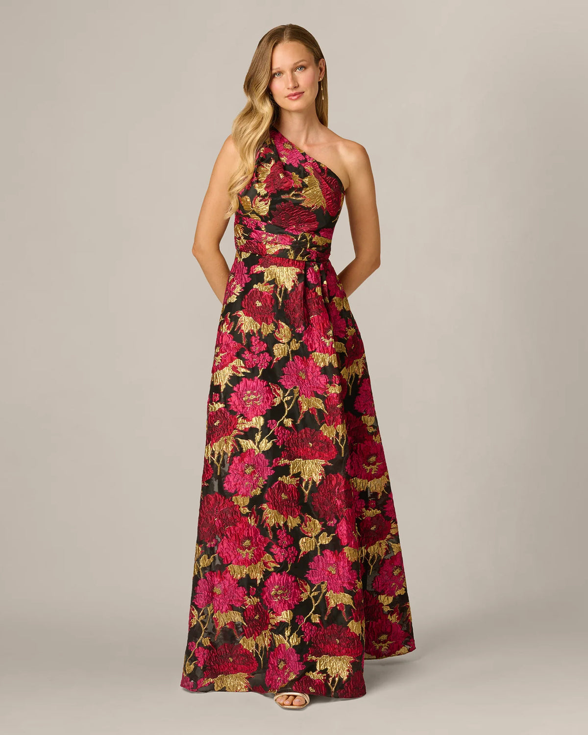 one-shoulder a-line maxi mother of the bride dress - image 1