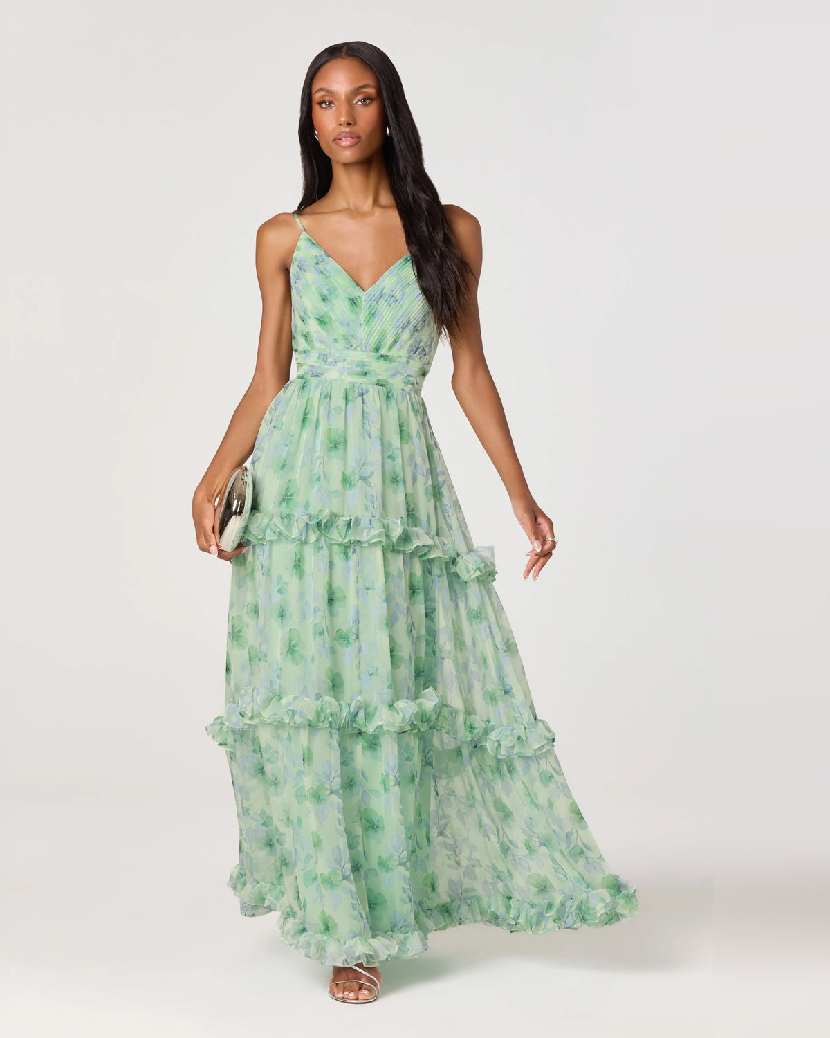 spaghetti strap a-line maxi homecoming dress - image 1