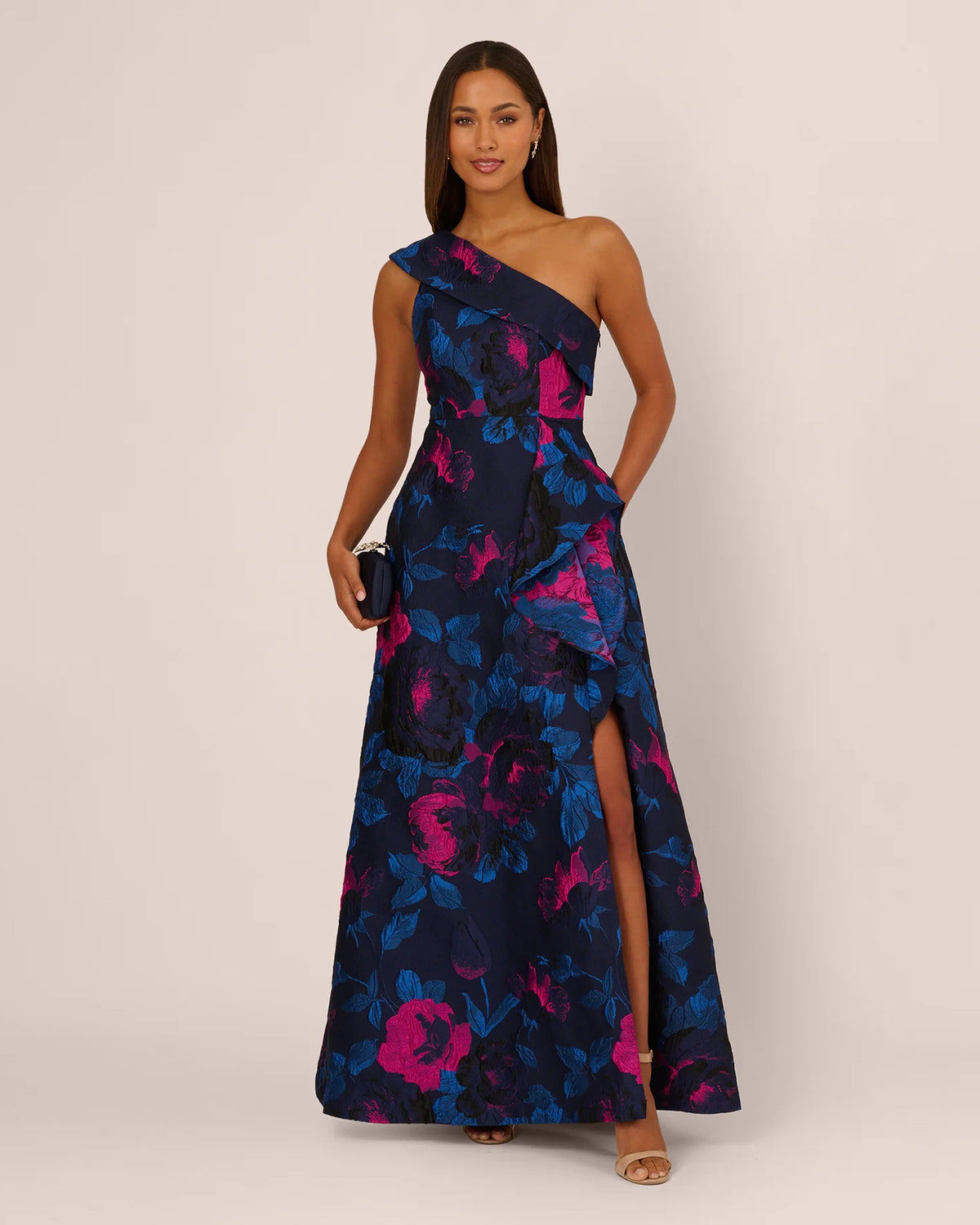 one-shoulder a-line maxi mother of the bride dress - image 1