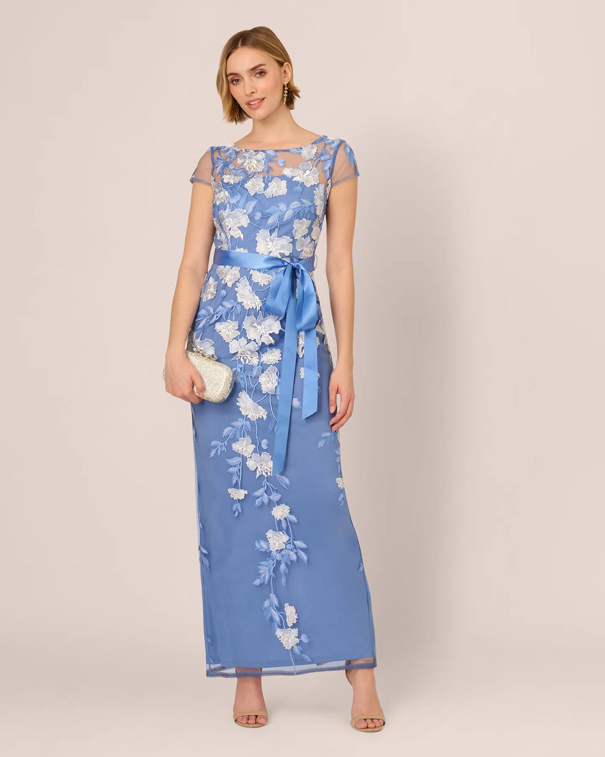 short-sleeve a-line maxi mother of the bride dress - image 1