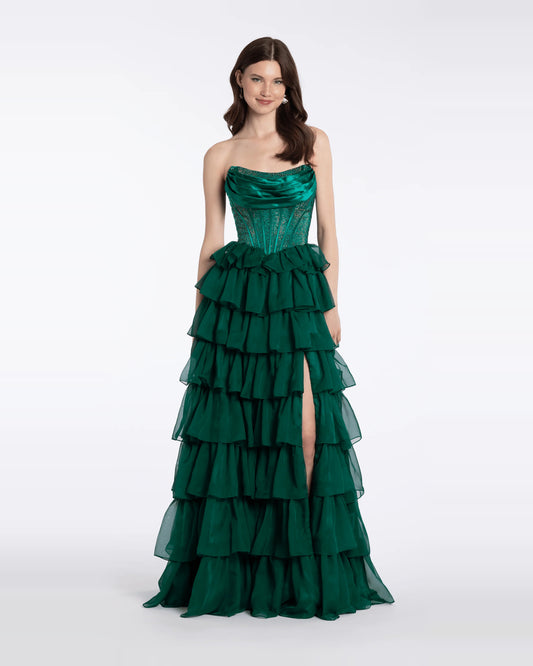 strapless a-line maxi prom dress - image 1
