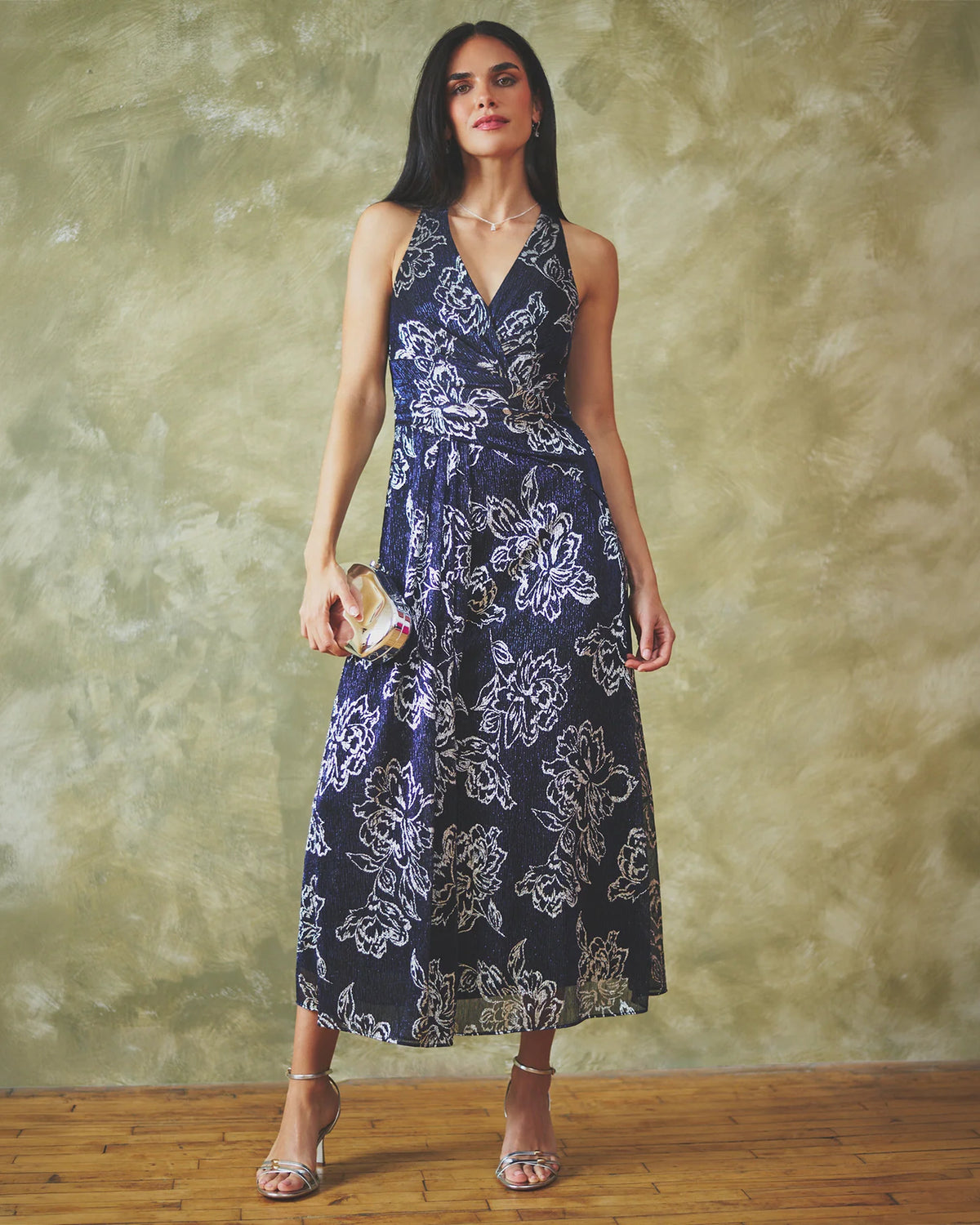 halter neck a-line midi mother of the bride dress - image 1