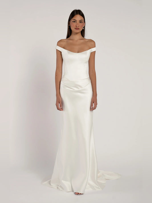 off shoulder a-line floor-length formal dress - image 1