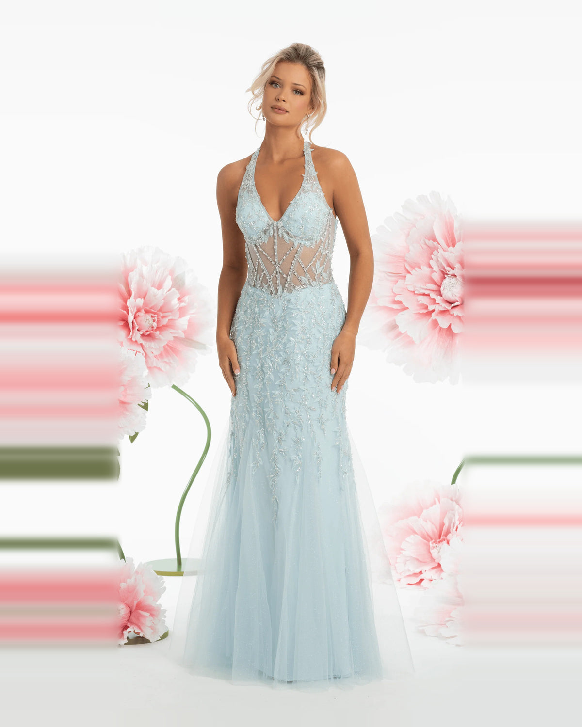 halter neck mermaid maxi prom dress - image 1
