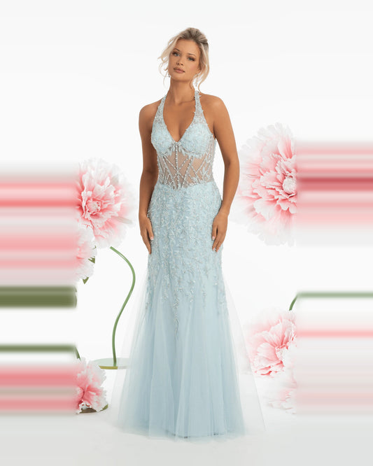 halter neck mermaid maxi prom dress - image 1