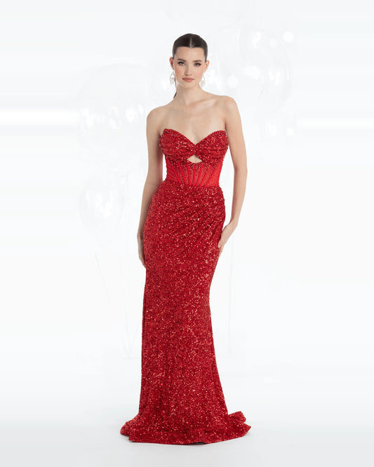 strapless trumpet maxi prom dress - image 1