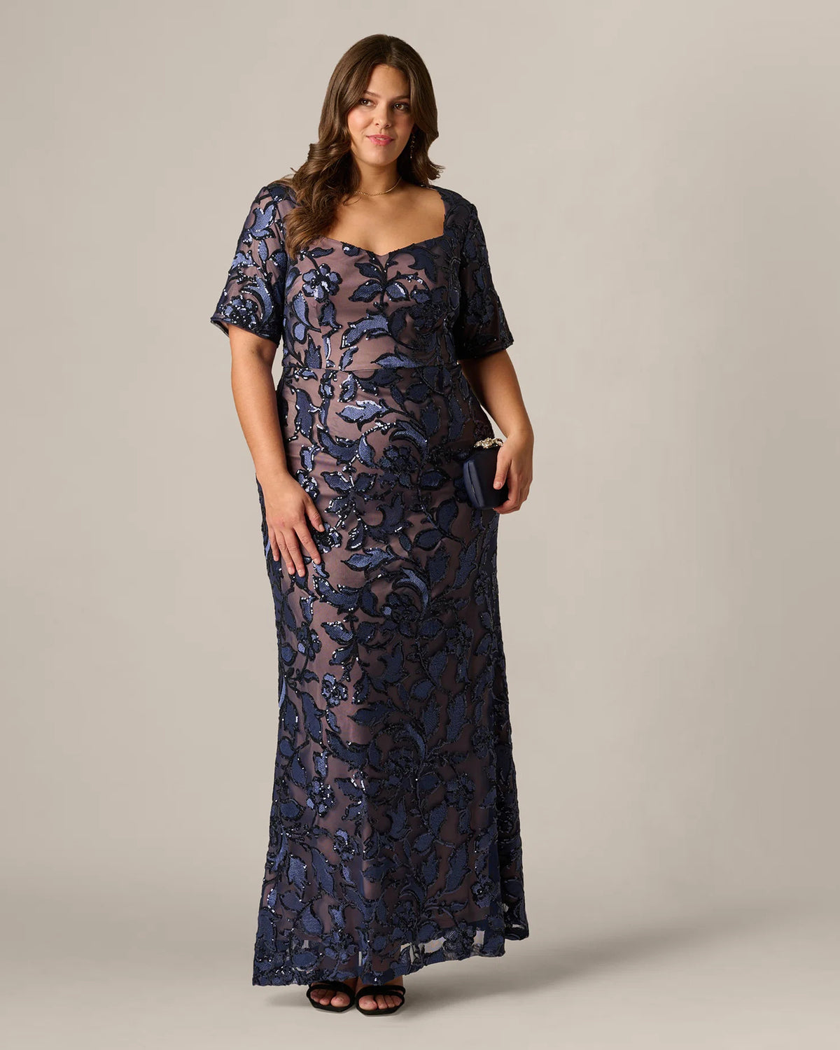 short-sleeve a-line maxi mother of the bride dress - image 1