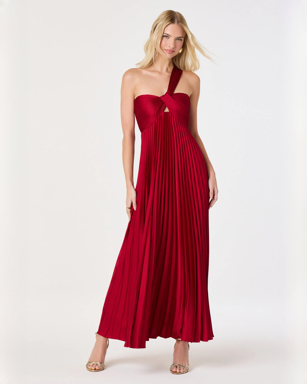 one-shoulder chiffon a-line maxi bridesmaid dress - image 1